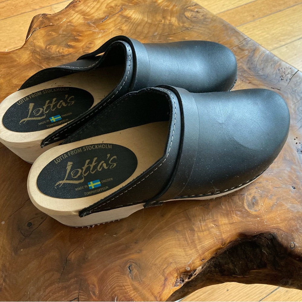 Lotta from Stockholm black leather clogs 10 (Euro 41) NIB